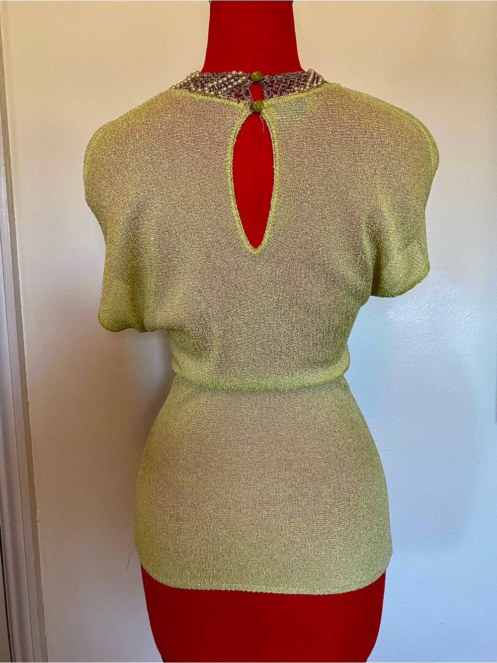 🌿Antique 1920s Chartreuse Knit Top - Picture 2 of 7